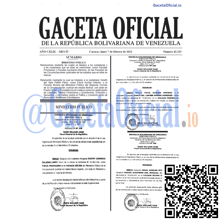 Gaceta Oficial 42313 del 7 febrero 2022