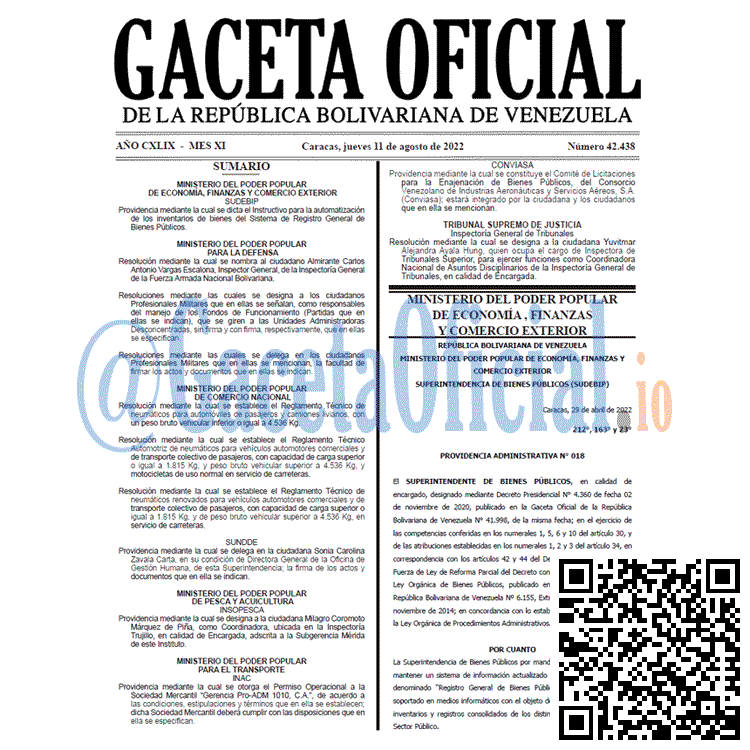 Venezuela Gaceta Oficial 42438 del 11 agosto 2022 Venezuela Gaceta Oficial 42438 del 11 agosto 2022