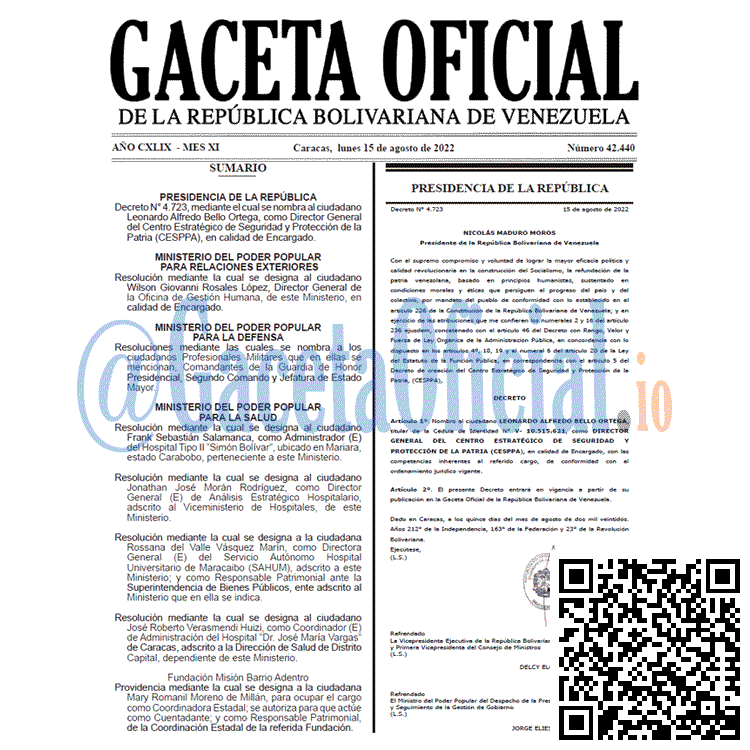 Venezuela Gaceta Oficial 42440 del 15 agosto 2022 Venezuela Gaceta Oficial 42440 del 15 agosto 2022