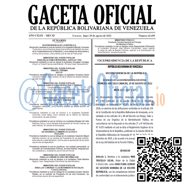 Venezuela Gaceta Oficial 42450 del 29 agosto 2022 Venezuela Gaceta Oficial 42450 del 29 agosto 2022
