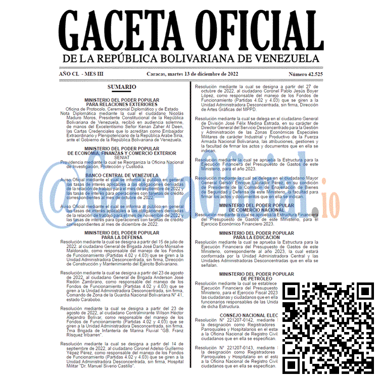 Gaceta Oficial, Gaceta 42525, Gaceta #42525, Gaceta Oficial Venezuela #42525