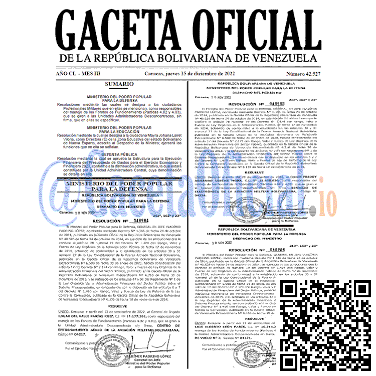 Gaceta Oficial, Gaceta 42527, Gaceta #42527, Gaceta Oficial Venezuela #42527