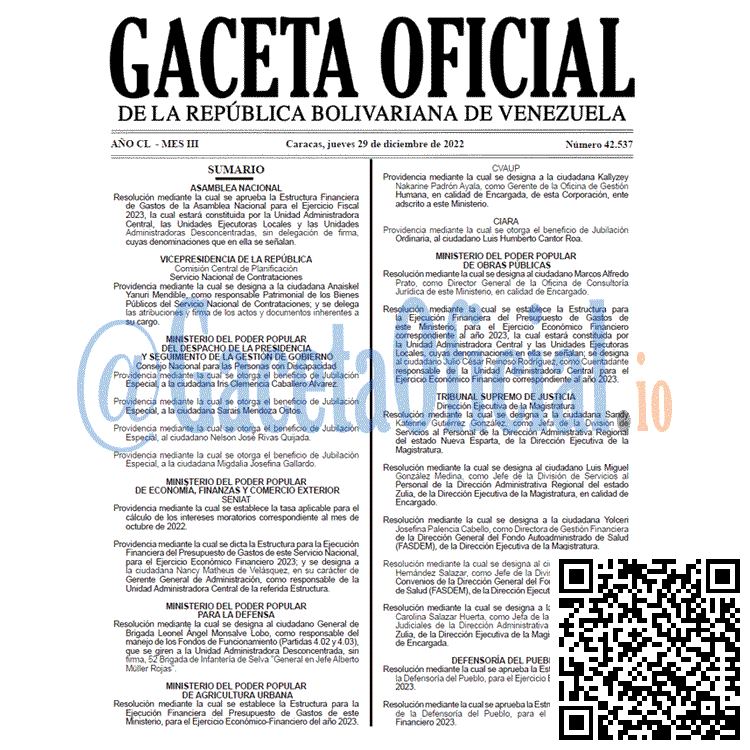 Gaceta Oficial, Gaceta 42537, Gaceta #42537, Gaceta Oficial Venezuela #42537