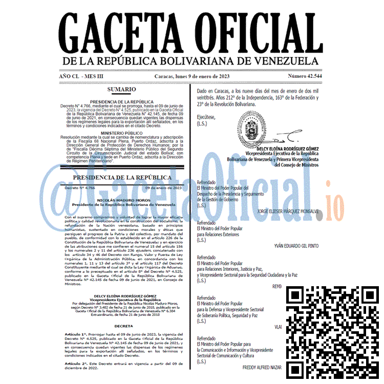 Venezuela Gaceta Oficial 42544 del 9 enero 2023 Gaceta Oficial, Gaceta 42544, Gaceta #42544, Gaceta Oficial Venezuela #42544