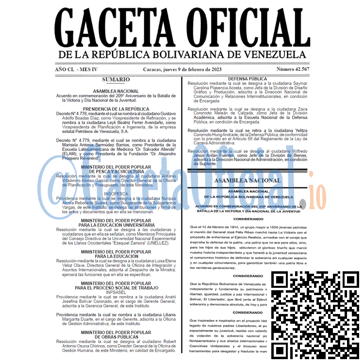 Gaceta Oficial, Gaceta 42567, Gaceta #42567, Gaceta Oficial Venezuela #42567