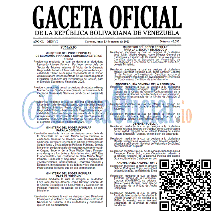 Gaceta Oficial, Gaceta 42587, Gaceta #42587, Gaceta Oficial Venezuela #42587