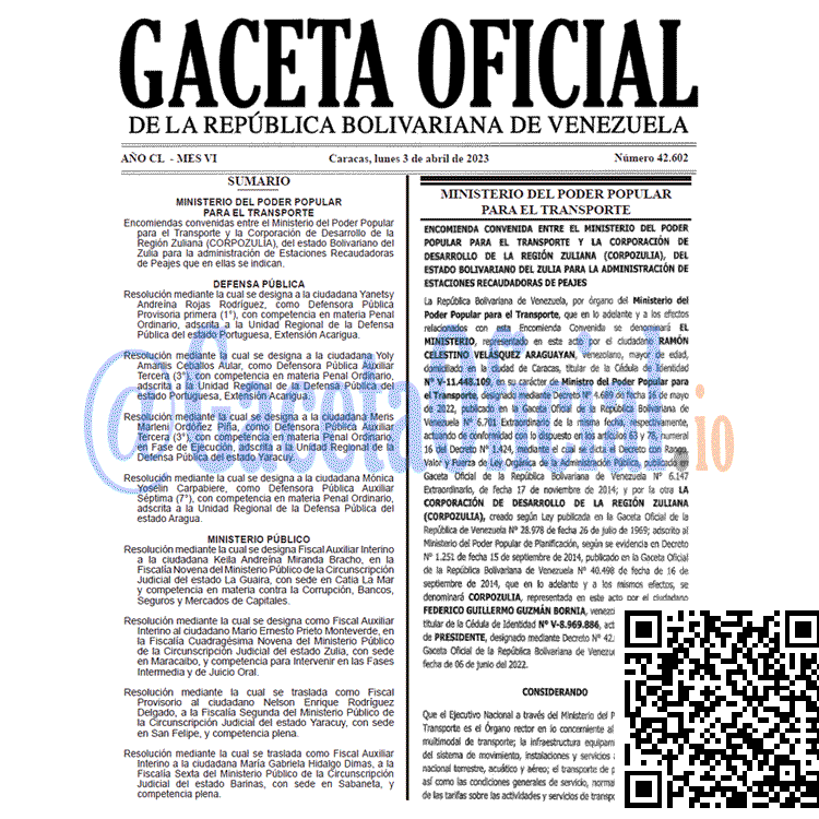 Venezuela Gaceta Oficial 42602 del 3 abril 2023 Gaceta Oficial, Gaceta 42602, Gaceta #42602, Gaceta Oficial Venezuela #42602