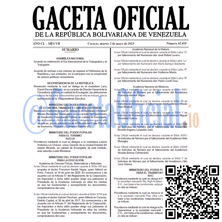 Venezuela Gaceta Oficial 42619 del 2 mayo 2023 Gaceta Oficial, Gaceta 42619, Gaceta #42619, Gaceta Oficial Venezuela #42619