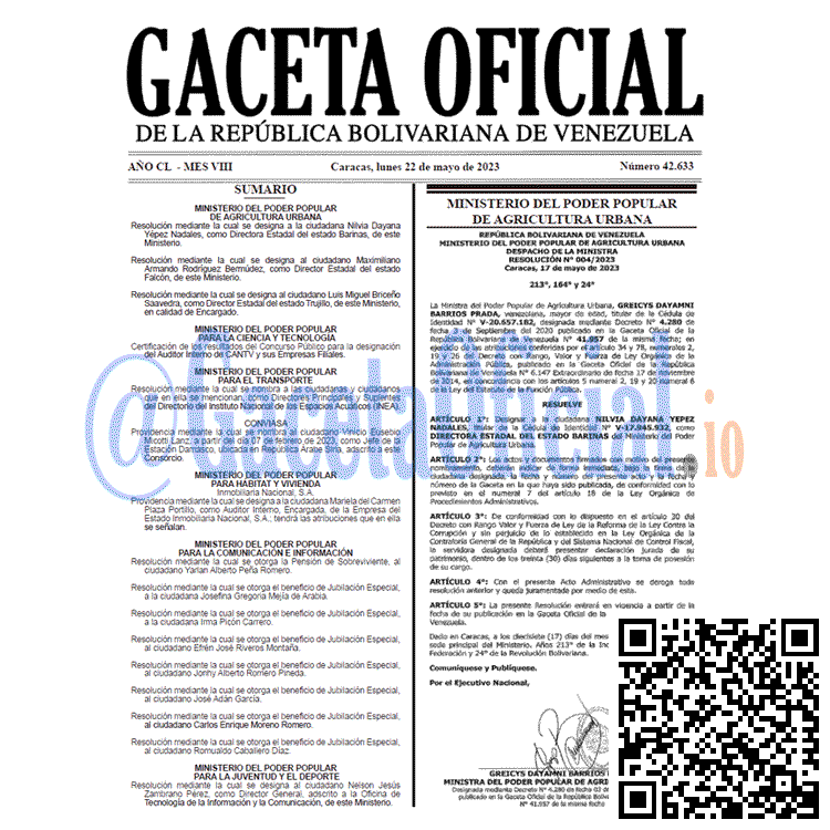 Gaceta Oficial, Gaceta 42633, Gaceta 42633 HD, Gaceta #42633, Gaceta Oficial Venezuela #42633