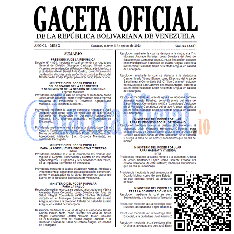 Gaceta Oficial, Gaceta 42687, Gaceta 42687 HD, Gaceta #42687, Gaceta Oficial Venezuela #42687