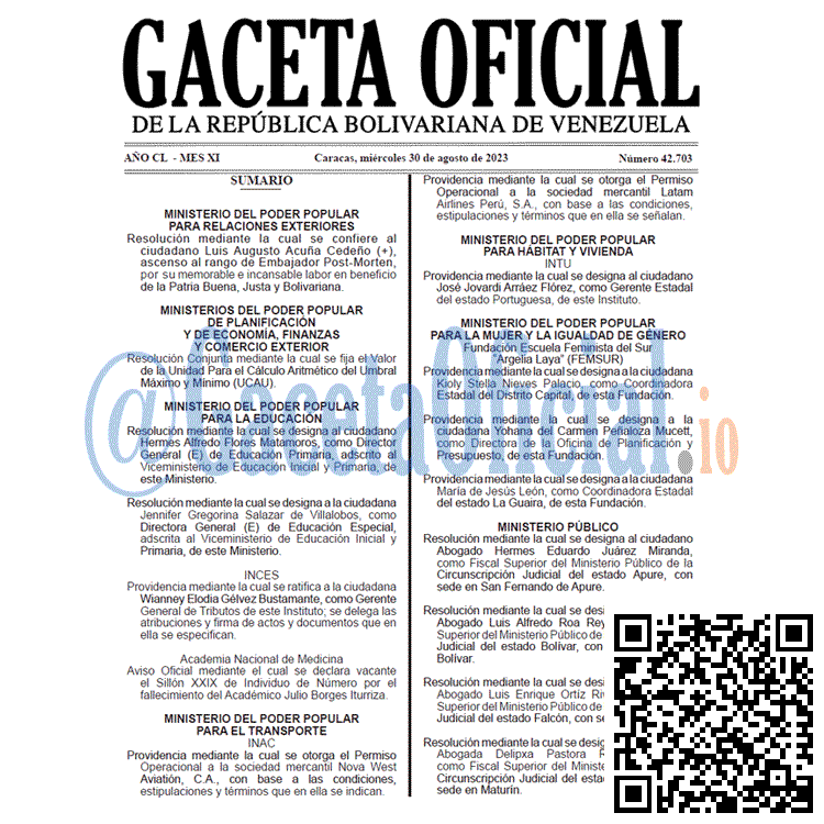 Gaceta Oficial, Gaceta 42703, Gaceta 42703 HD, Gaceta #42703, Gaceta Oficial Venezuela #42703