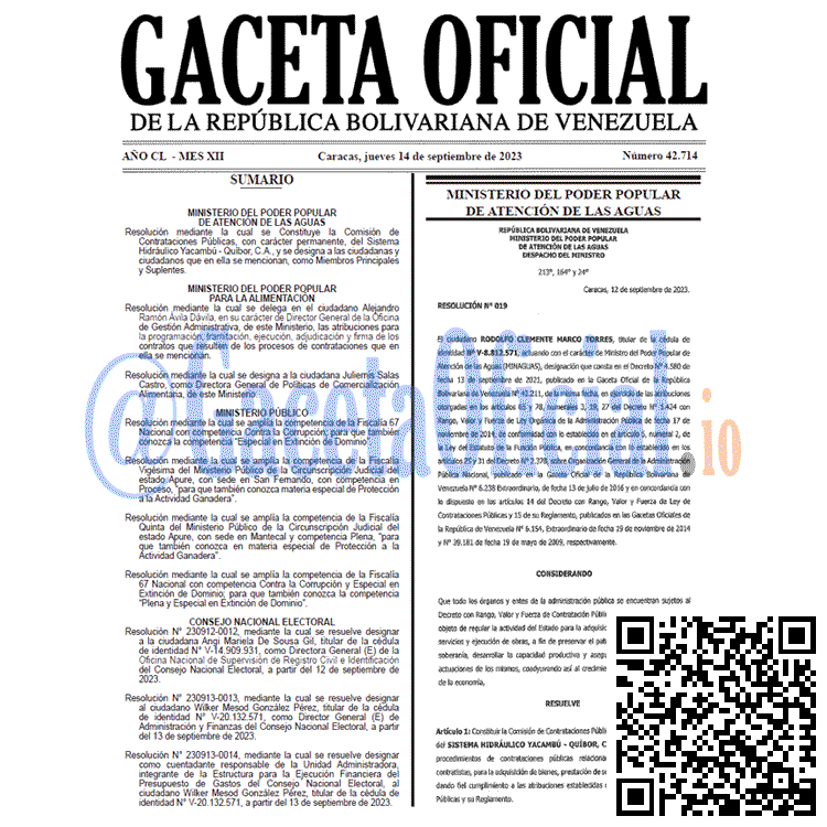 Gaceta Oficial, Gaceta 42714, Gaceta 42714 HD, Gaceta #42714, Gaceta Oficial Venezuela #42714