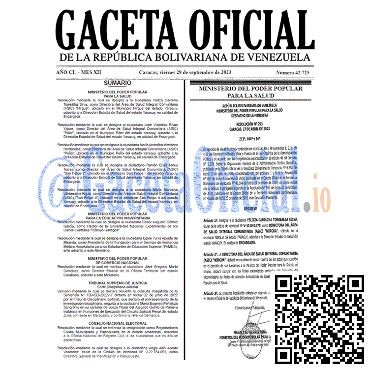 Venezuela Gaceta Oficial 42725 del 29 septiembre 2023 Gaceta Oficial, Gaceta 42725, Gaceta 42725 HD, Gaceta #42725, Gaceta Oficial Venezuela #42725