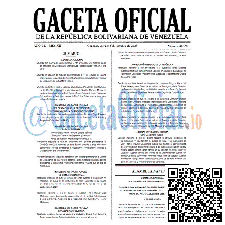 Gaceta Oficial, Gaceta 42730, Gaceta 42730 HD, Gaceta #42730, Gaceta Oficial Venezuela #42730