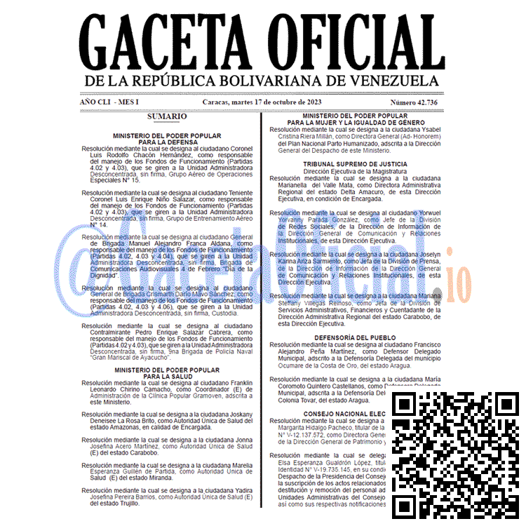 Gaceta Oficial, Gaceta 42736, Gaceta 42736 HD, Gaceta #42736, Gaceta Oficial Venezuela #42736