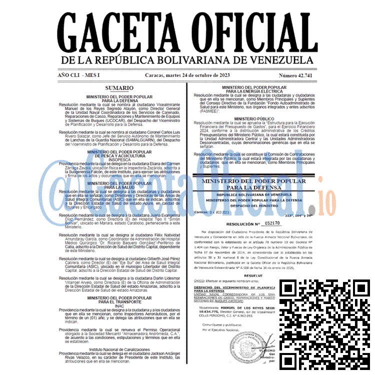 Venezuela Gaceta Oficial 42741 del 24 Octubre 2023 Gaceta Oficial, Gaceta 42741, Gaceta 42741 HD, Gaceta #42741, Gaceta Oficial Venezuela #42741
