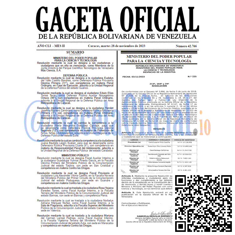 Venezuela Gaceta Oficial 42766 del 28 noviembre 2023 Gaceta Oficial, Gaceta 42766, Gaceta 42766 HD, Gaceta #42766, Gaceta Oficial Venezuela #42766
