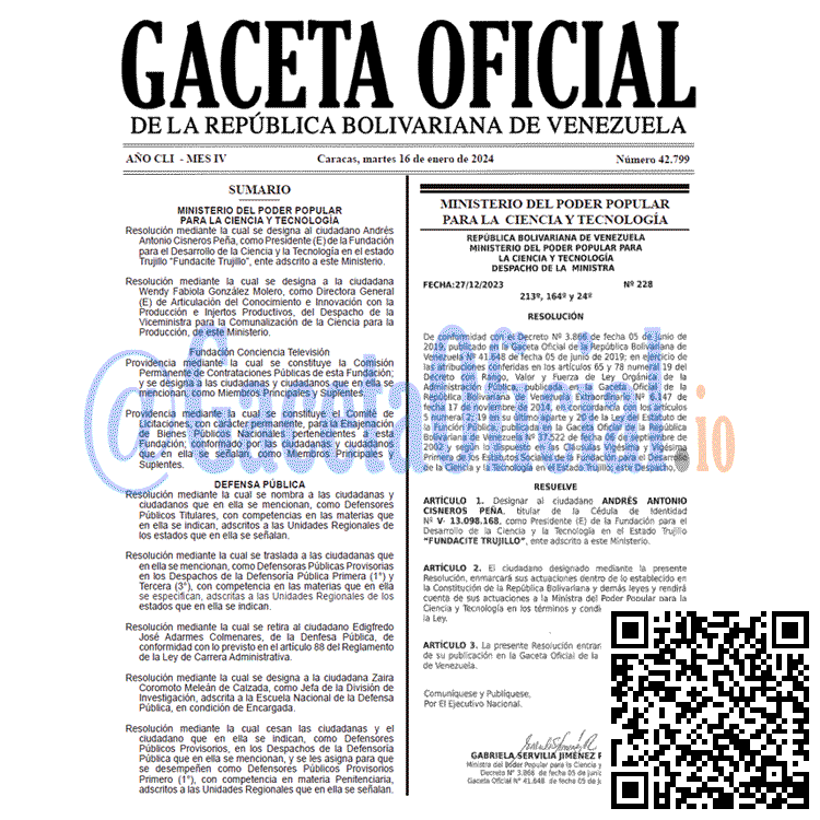 Gaceta Oficial, Gaceta 42799, Gaceta 42799 HD, Gaceta #42799, Gaceta Oficial Venezuela #42799
