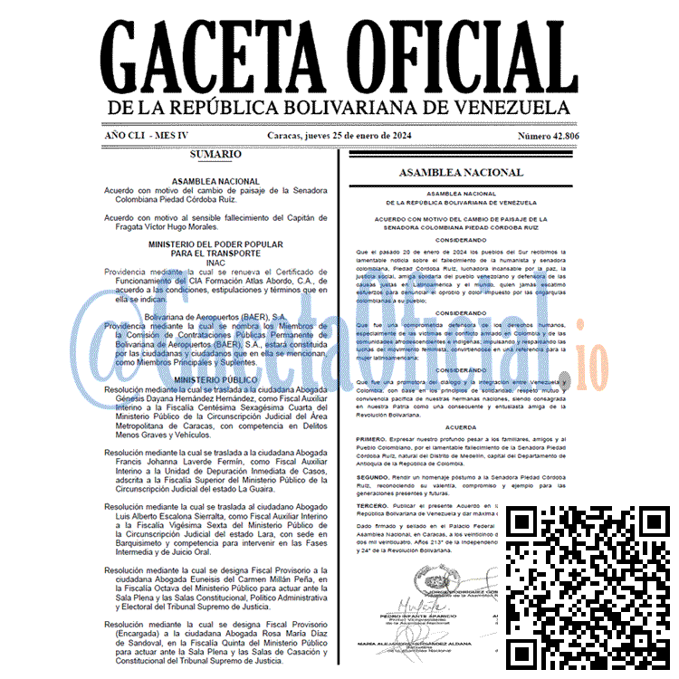 Venezuela Gaceta Oficial 42806 del 25 enero 2024 Gaceta Oficial, Gaceta 42806, Gaceta 42806 HD, Gaceta #42806, Gaceta Oficial Venezuela #42806