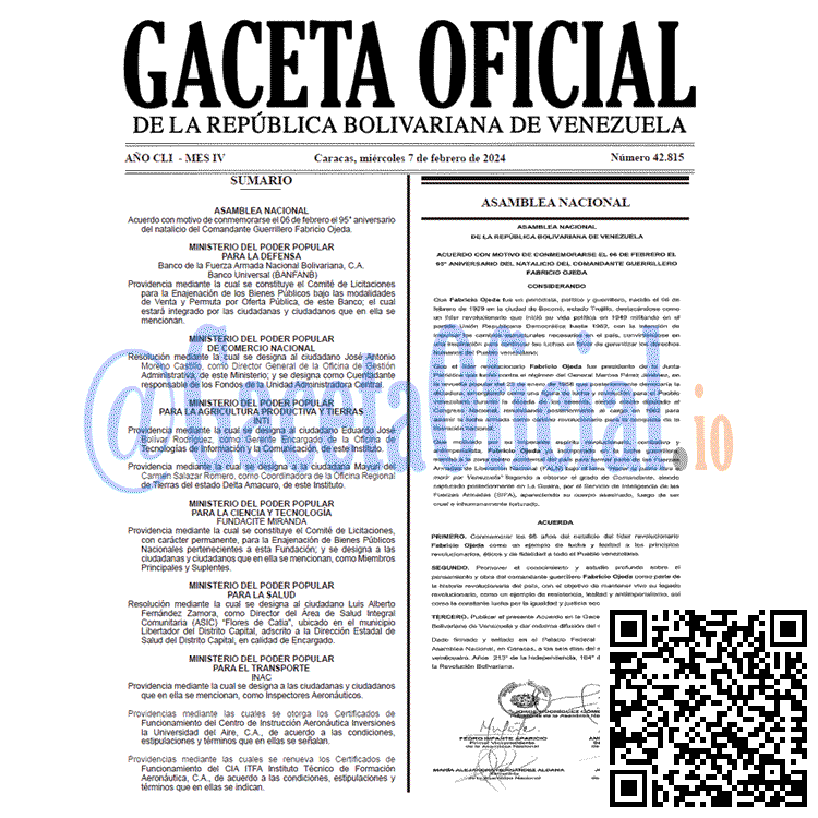 Gaceta Oficial, Gaceta 42815, Gaceta 42815 HD, Gaceta #42815, Gaceta Oficial Venezuela #42815