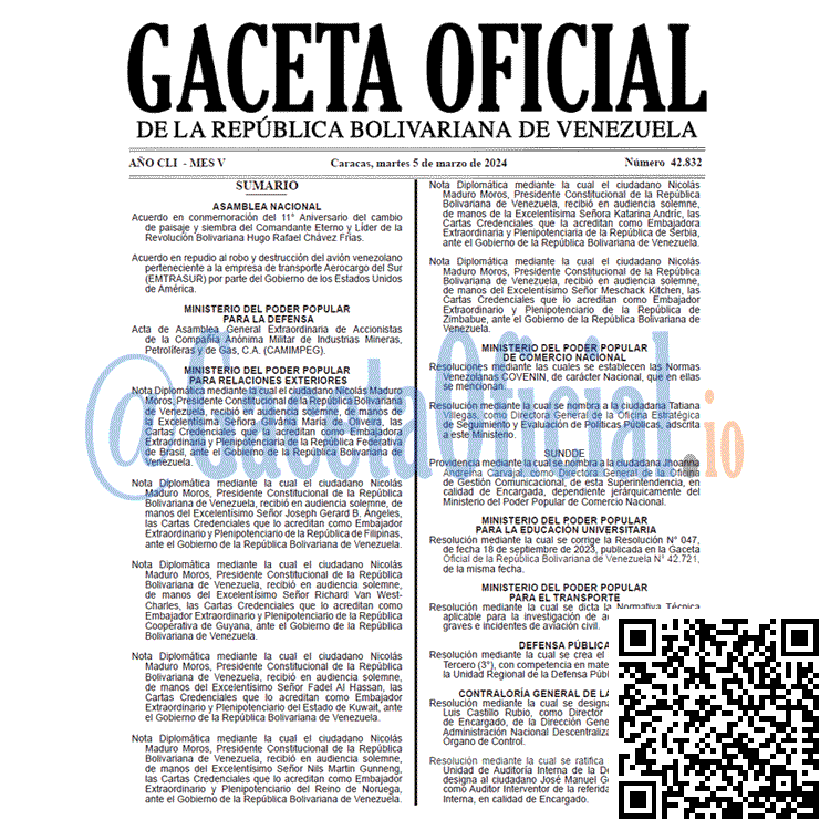Gaceta Oficial, Gaceta 42832, Gaceta 42832 HD, Gaceta #42832, Gaceta Oficial Venezuela #42832