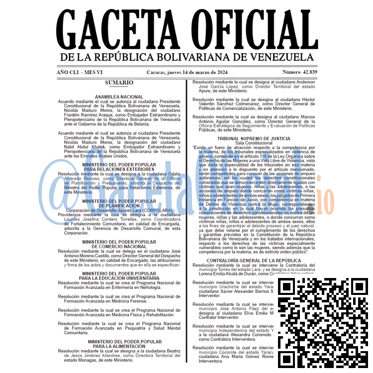 Gaceta Oficial, Gaceta 42839, Gaceta 42839 HD, Gaceta #42839, Gaceta Oficial Venezuela #42839