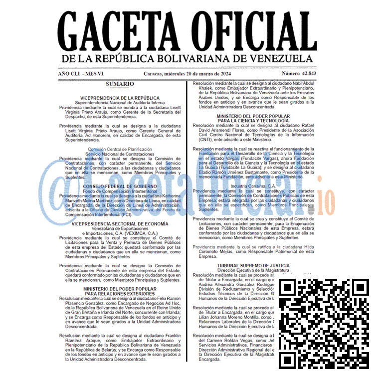 Gaceta Oficial, Gaceta 42843, Gaceta 42843 HD, Gaceta #42843, Gaceta Oficial Venezuela #42843