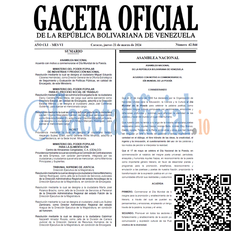 Gaceta Oficial, Gaceta 42844, Gaceta 42844 HD, Gaceta #42844, Gaceta Oficial Venezuela #42844