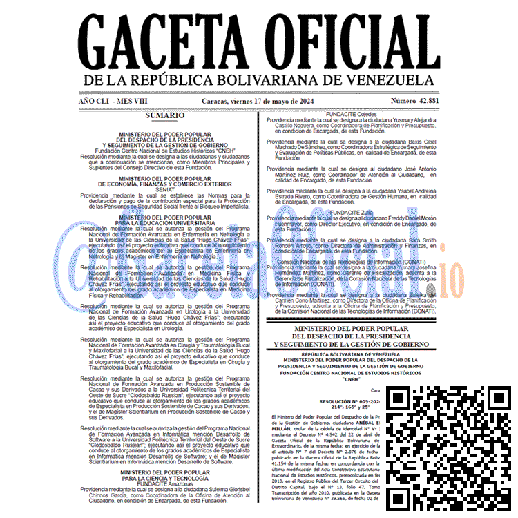 Gaceta Oficial, Gaceta 42881, Gaceta 42881 HD, Gaceta #42881, Gaceta Oficial Venezuela #42881