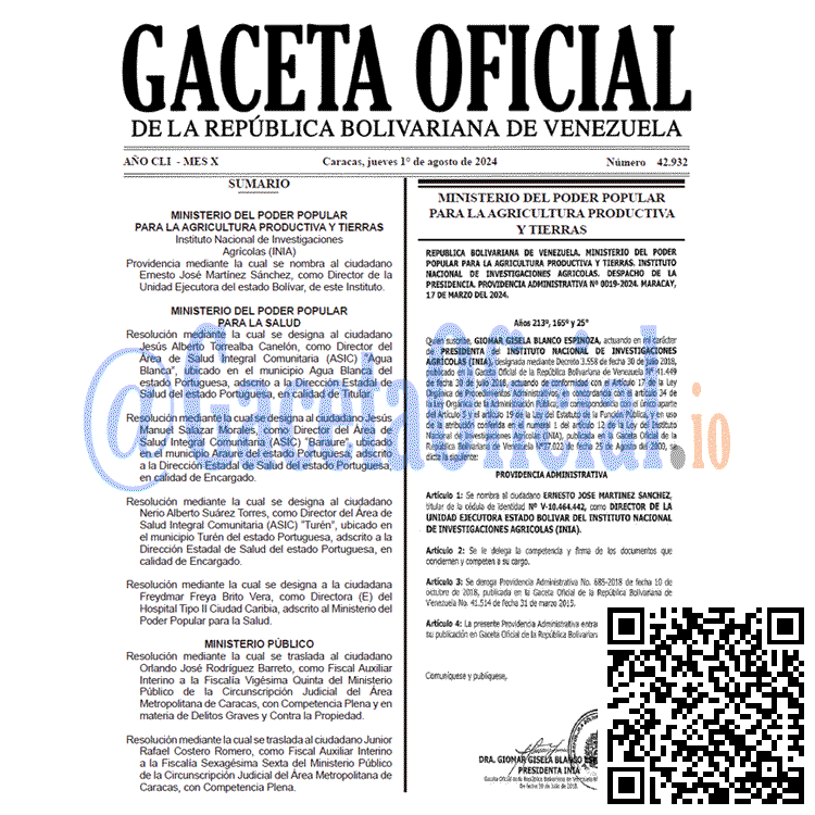 Venezuela Gaceta Oficial 42932 del 1 agosto 2024 Gaceta Oficial, Gaceta 42932, Gaceta 42932 HD, Gaceta #42932, Gaceta Oficial Venezuela #42932