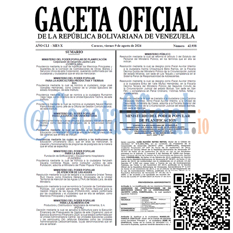 Gaceta Oficial, Gaceta 42938, Gaceta 42938 HD, Gaceta #42938, Gaceta Oficial Venezuela #42938
