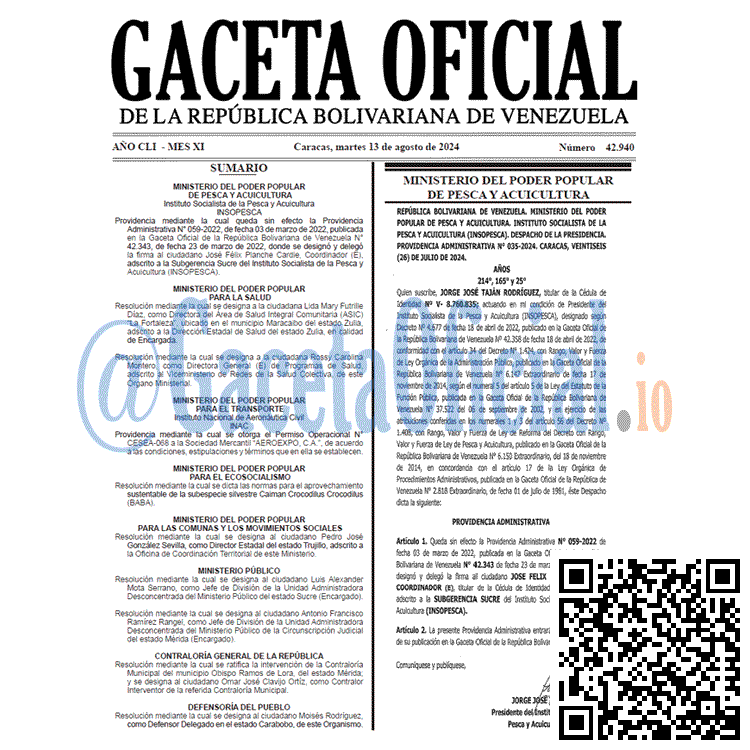 Gaceta Oficial, Gaceta 42940, Gaceta 42940 HD, Gaceta #42940, Gaceta Oficial Venezuela #42940