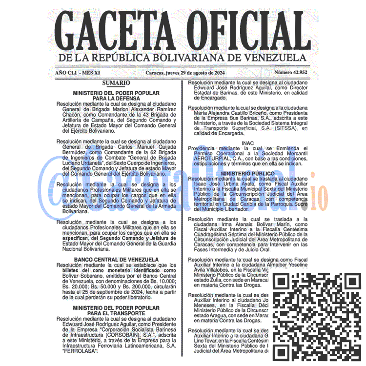 Venezuela Gaceta Oficial 42952 del 29 agosto 2024 Gaceta Oficial, Gaceta 42952, Gaceta 42952 HD, Gaceta #42952, Gaceta Oficial Venezuela #42952