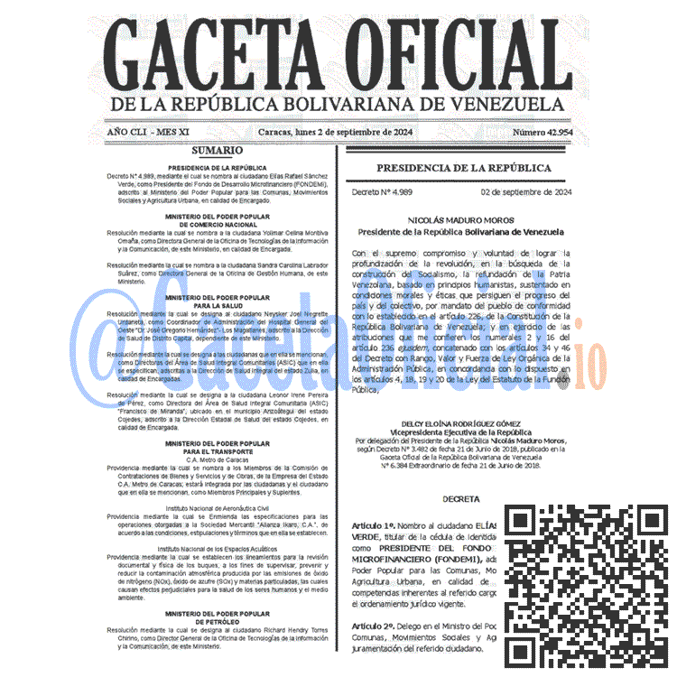 Venezuela Gaceta Oficial 42954 del 2 septiembre 2024 Gaceta Oficial, Gaceta 42954, Gaceta 42954 HD, Gaceta #42954, Gaceta Oficial Venezuela #42954