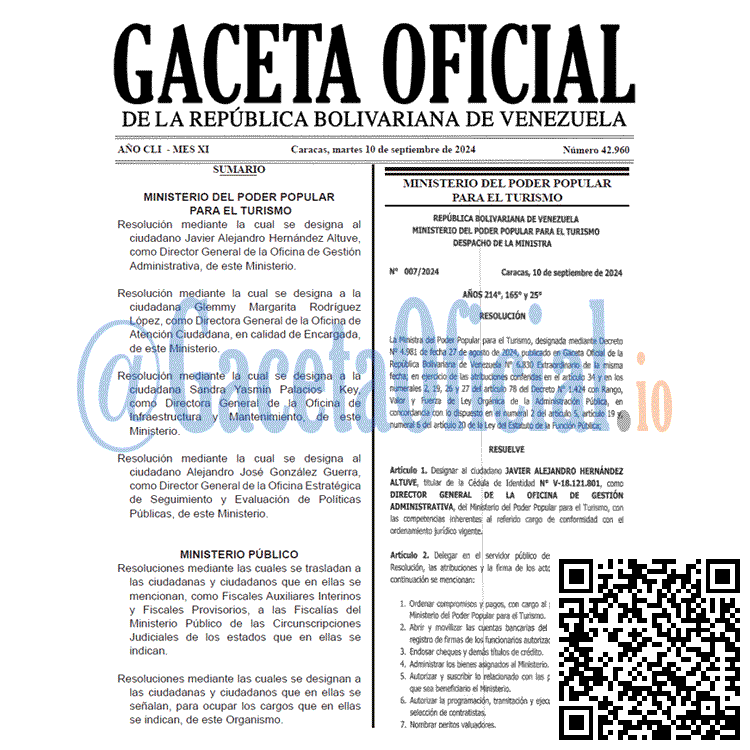Venezuela Gaceta Oficial 42960 del 10 septiembre 2024 Gaceta Oficial, Gaceta 42960, Gaceta 42960 HD, Gaceta #42960, Gaceta Oficial Venezuela #42960