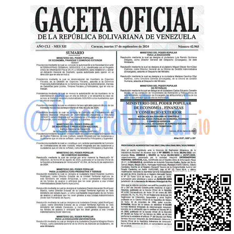 Venezuela Gaceta Oficial 42965 del 17 septiembre 2024 Gaceta Oficial, Gaceta 42965, Gaceta 42965 HD, Gaceta #42965, Gaceta Oficial Venezuela #42965