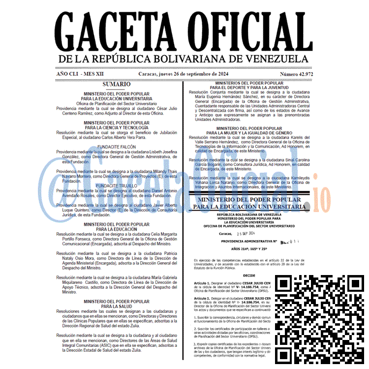 Venezuela Gaceta Oficial 42972 del 26 septiembre 2024 Gaceta Oficial, Gaceta 42972, Gaceta 42972 HD, Gaceta #42972, Gaceta Oficial Venezuela #42972