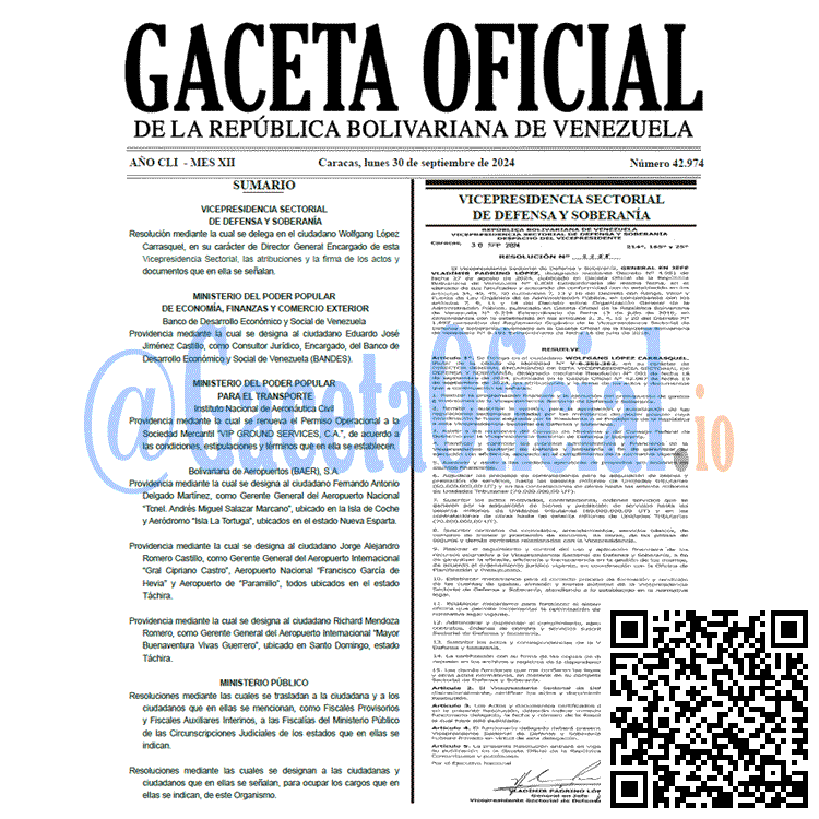 Venezuela Gaceta Oficial 42974 del 30 septiembre 2024 Gaceta Oficial, Gaceta 42974, Gaceta 42974 HD, Gaceta #42974, Gaceta Oficial Venezuela #42974