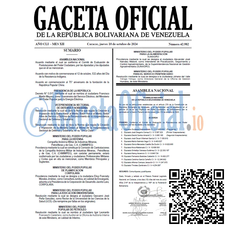 Gaceta Oficial, Gaceta 42982, Gaceta 42982 HD, Gaceta #42982, Gaceta Oficial Venezuela #42982