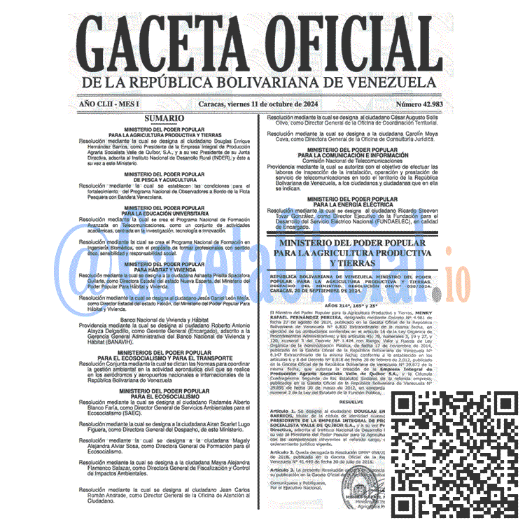 Gaceta Oficial, Gaceta 42983, Gaceta 42983 HD, Gaceta #42983, Gaceta Oficial Venezuela #42983