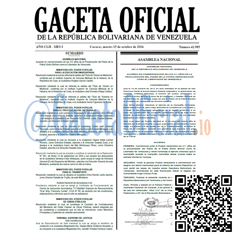 Gaceta Oficial, Gaceta 42985, Gaceta 42985 HD, Gaceta #42985, Gaceta Oficial Venezuela #42985