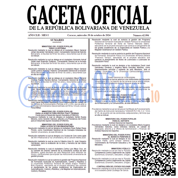 Gaceta Oficial, Gaceta 42996, Gaceta 42996 HD, Gaceta #42996, Gaceta Oficial Venezuela #42996