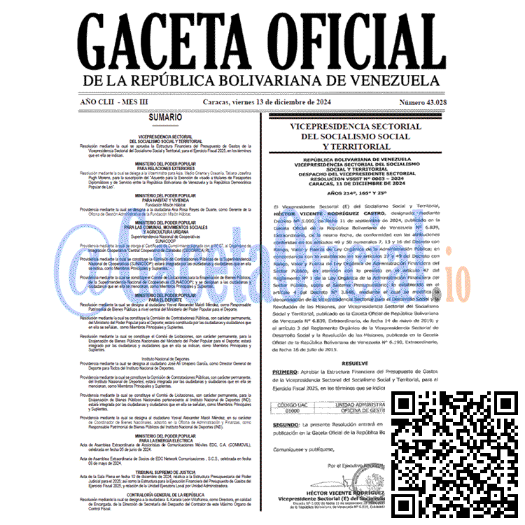 Gaceta Oficial, Gaceta 43028, Gaceta 43028 HD, Gaceta #43028, Gaceta Oficial Venezuela #43028