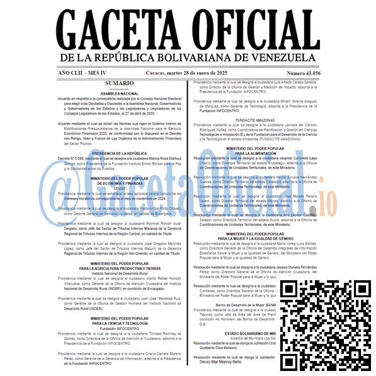 Gaceta Oficial, Gaceta 43056, Gaceta 43056 HD, Gaceta #43056, Gaceta Oficial Venezuela #43056
