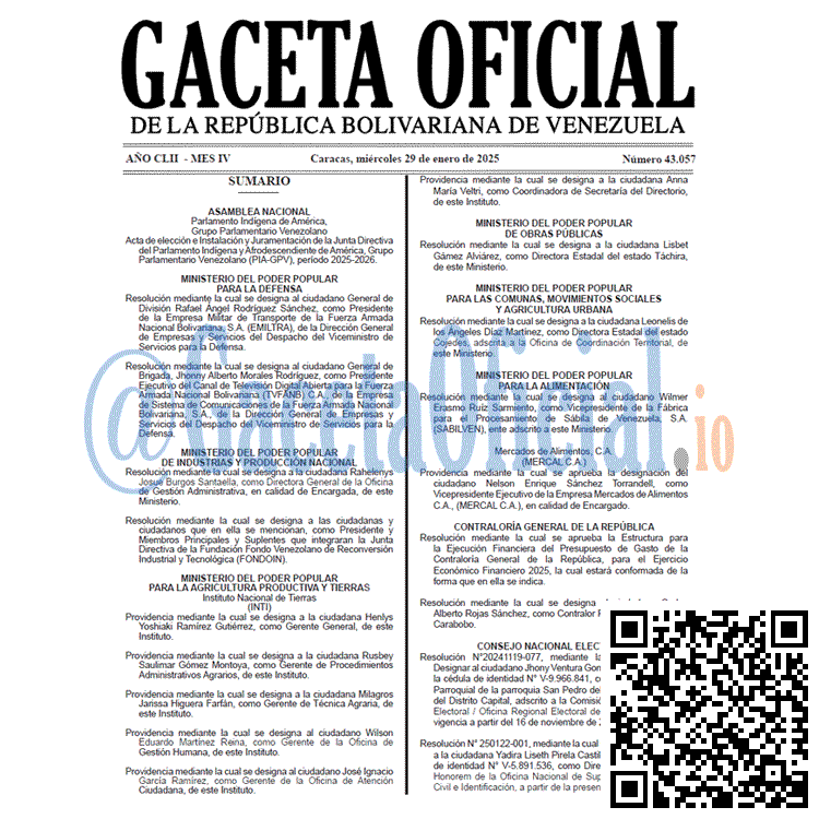 Gaceta Oficial, Gaceta 43057, Gaceta 43057 HD, Gaceta #43057, Gaceta Oficial Venezuela #43057