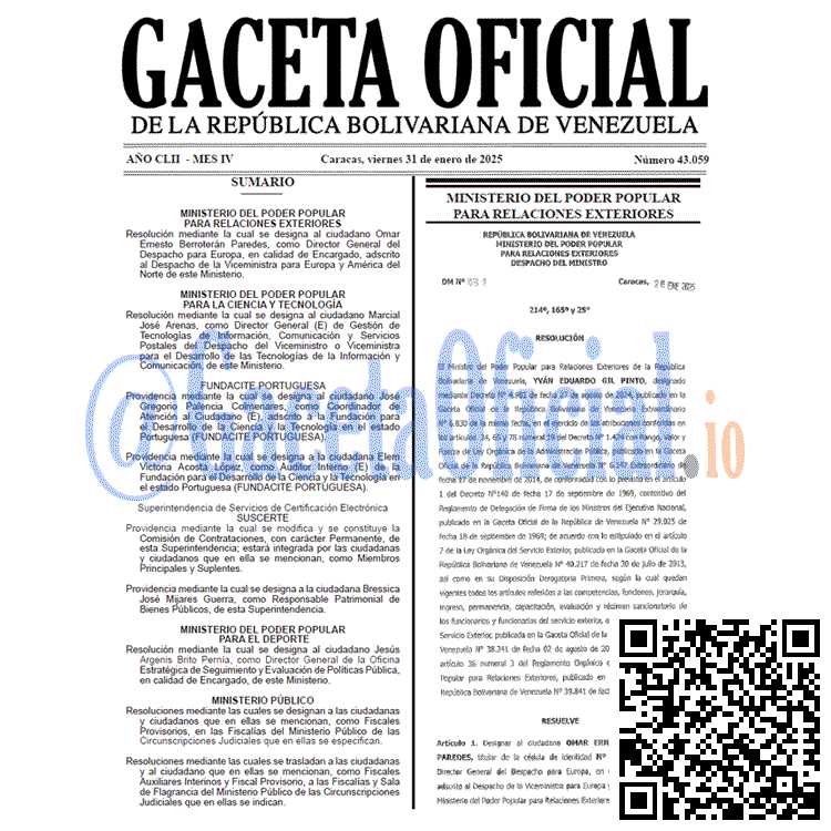 Venezuela Gaceta Oficial 43059 del 31 enero 2025 Gaceta Oficial, Gaceta 43059, Gaceta 43059 HD, Gaceta #43059, Gaceta Oficial Venezuela #43059