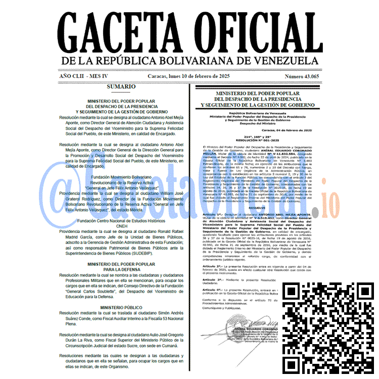 Gaceta Oficial, Gaceta 43065, Gaceta 43065 HD, Gaceta #43065, Gaceta Oficial Venezuela #43065