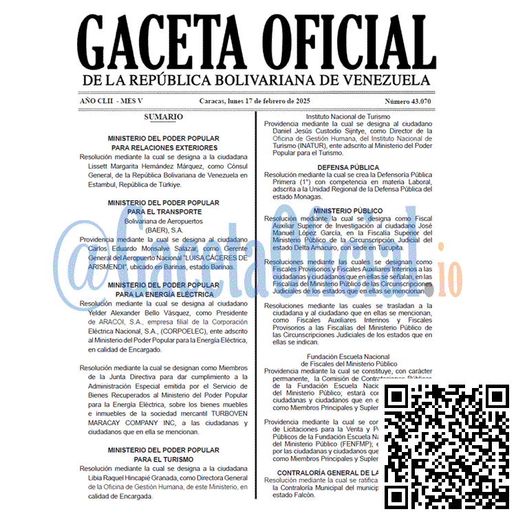 Gaceta Oficial, Gaceta 43070, Gaceta 43070 HD, Gaceta #43070, Gaceta Oficial Venezuela #43070