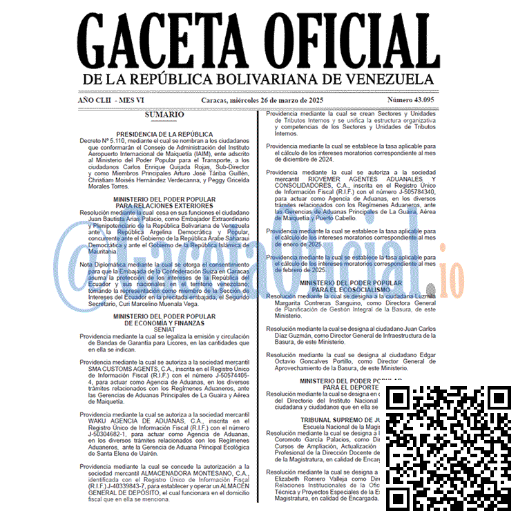 Venezuela Gaceta Oficial 43095 del 26 marzo 2025 Gaceta Oficial, Gaceta 43095, Gaceta 43095 HD, Gaceta #43095, Gaceta Oficial Venezuela #43095
