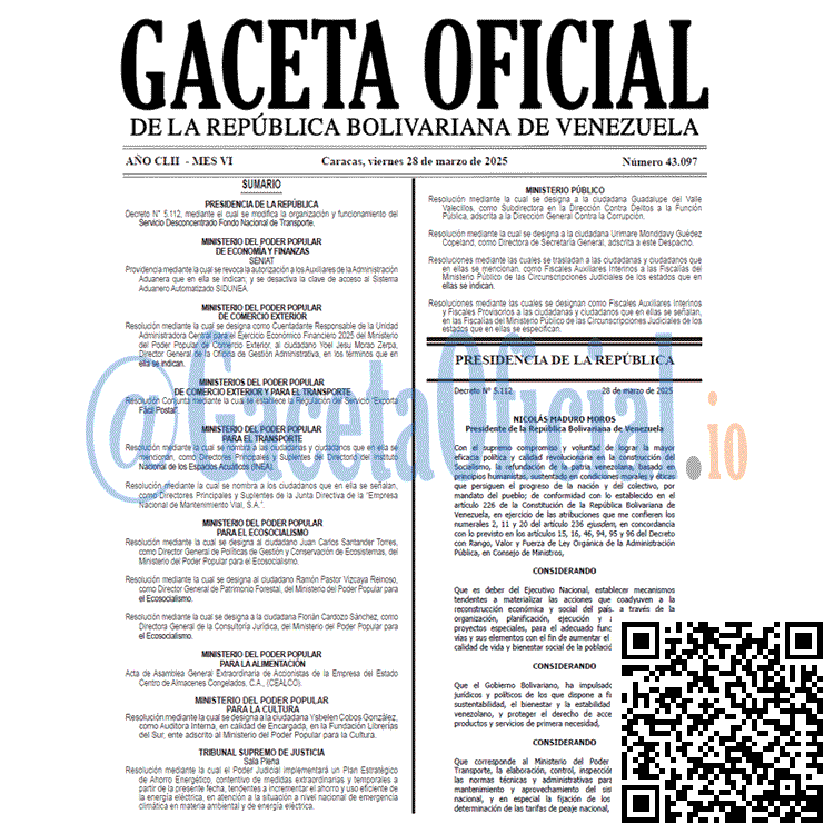 Gaceta Oficial, Gaceta 43097, Gaceta 43097 HD, Gaceta #43097, Gaceta Oficial Venezuela #43097